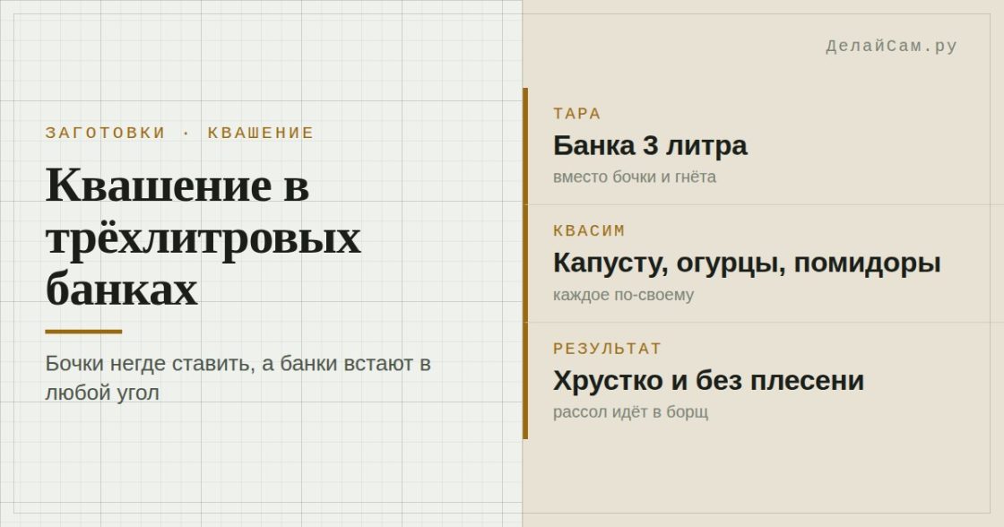 Квашение в трёхлитровых банках