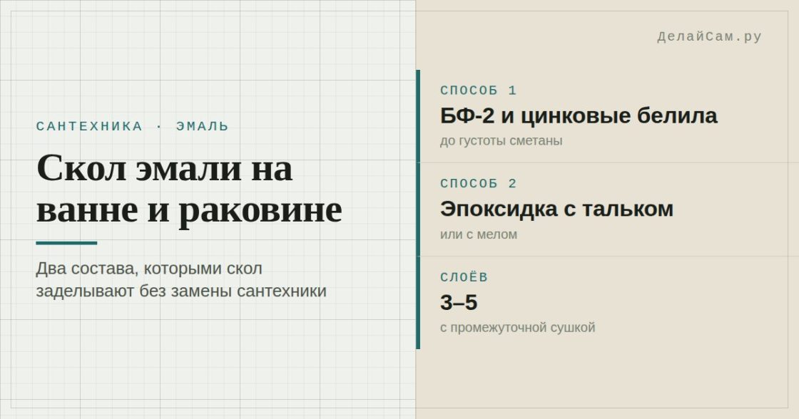 Скол эмали на ванне и раковине