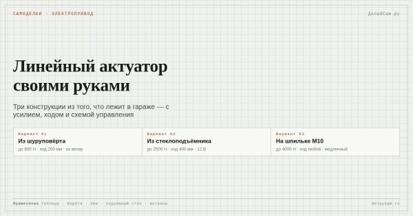 Линейный актуатор своими руками: три конструкции и схема управления Линейный актуатор своими руками: три конструкции и схема управления