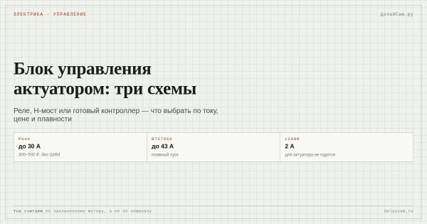 Блок управления актуатором: реле, H-мост, кнопки — три схемы Блок управления актуатором: реле, H-мост, кнопки — три схемы