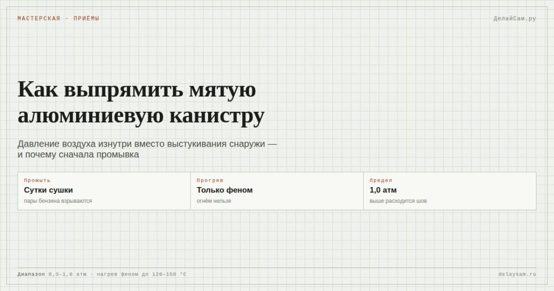 Как выпрямить мятую алюминиевую канистру