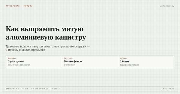 Как выпрямить мятую алюминиевую канистру Как выпрямить мятую алюминиевую канистру