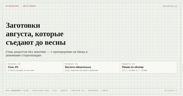 Заготовки в августе: 7 рецептов, которые реально едят зимой Заготовки в августе: 7 рецептов, которые реально едят зимой