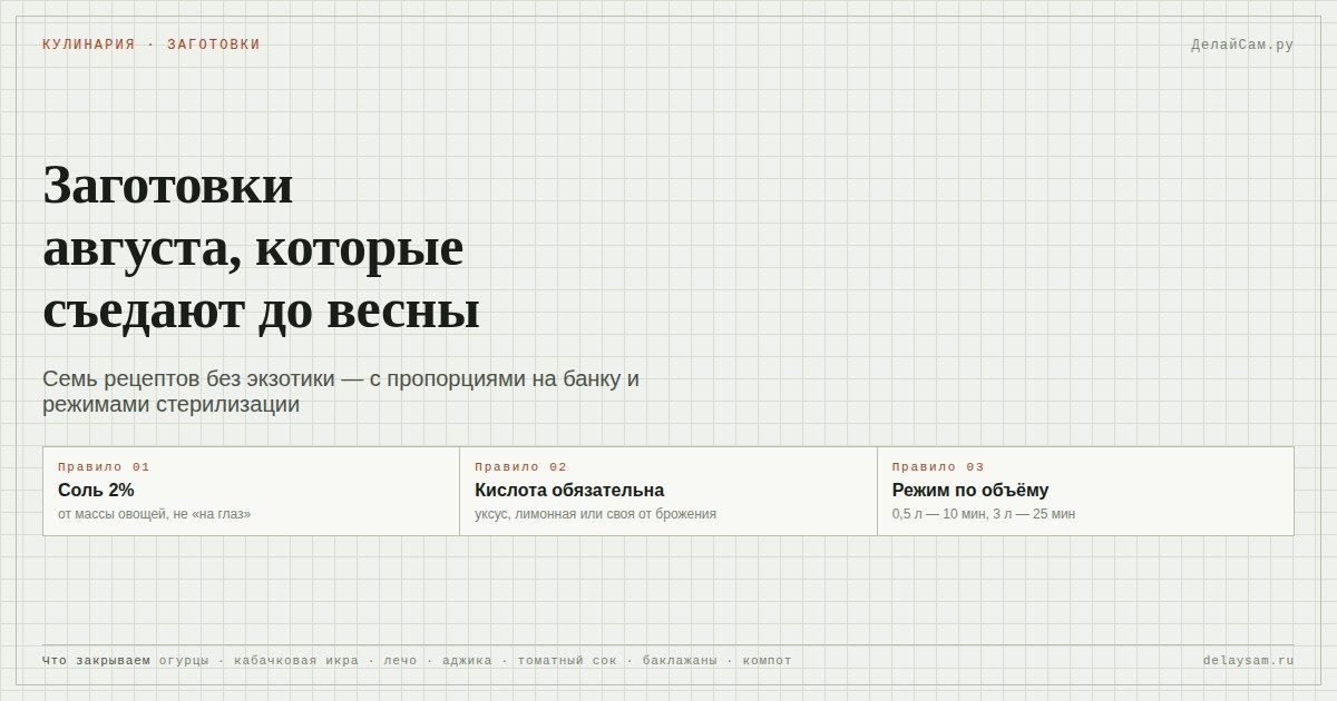 Заготовки в августе: 7 рецептов, которые реально едят зимой