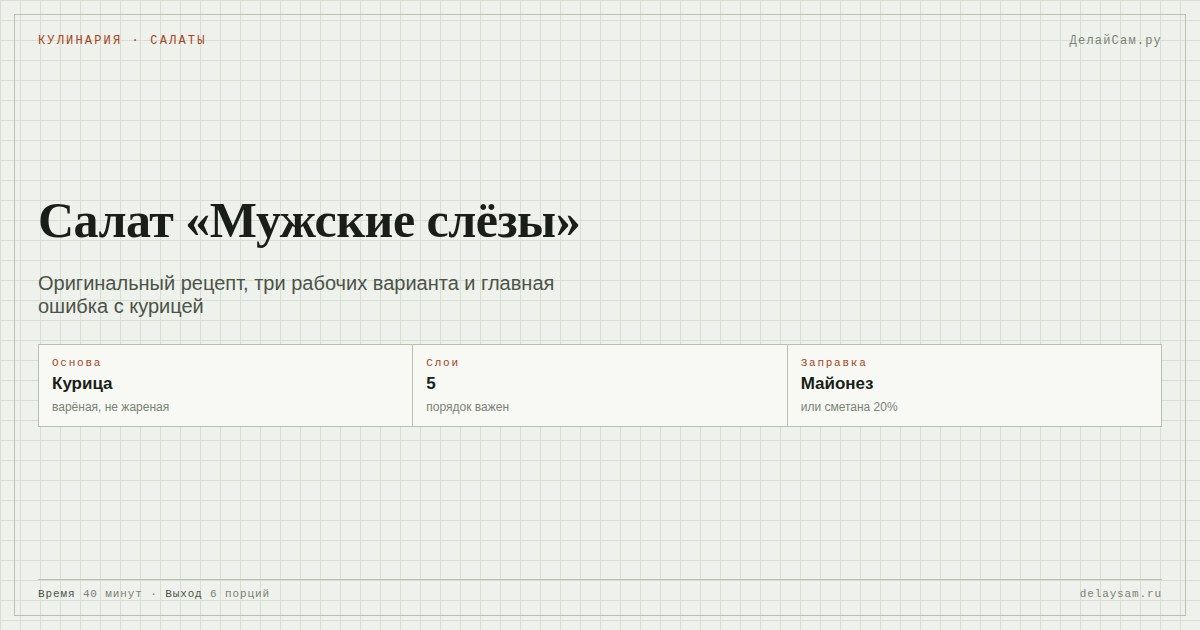 Салат «Мужские слёзы»: оригинальный рецепт и три варианта