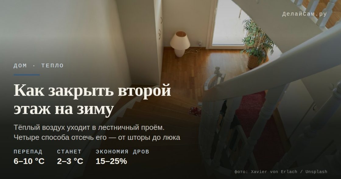 Как закрыть второй этаж на зиму, если стоит лестница