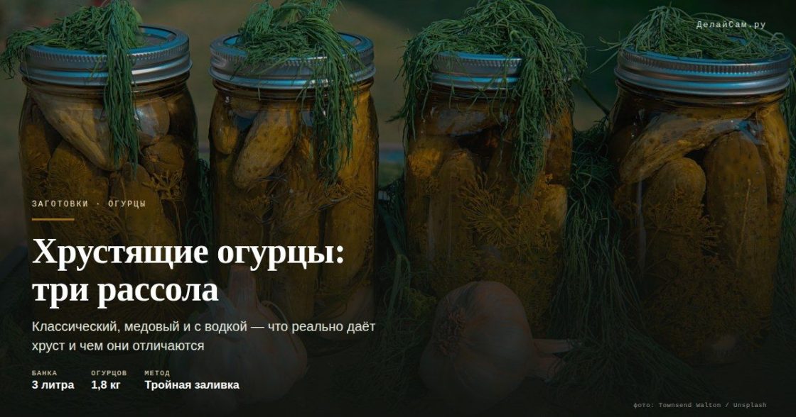 Хрустящие огурцы: разбор трёх рассолов