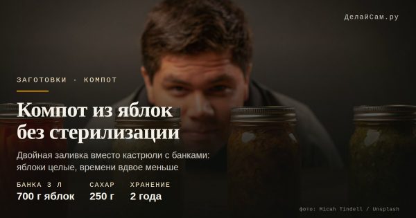 Компот из яблок на зиму без стерилизации