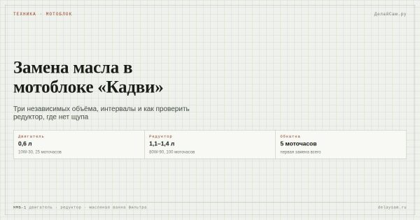 Замена масла в мотоблоке «Кадви»: сорт, объём, интервал Замена масла в мотоблоке «Кадви»: сорт, объём, интервал