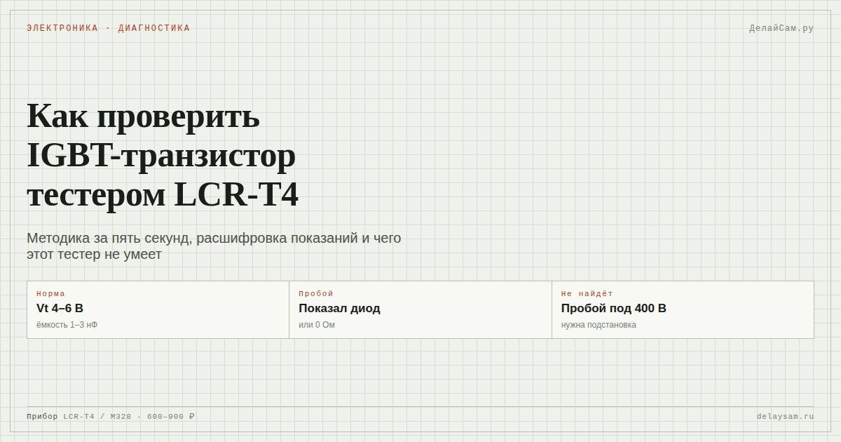 Как проверить IGBT-транзистор тестером LCR-T4