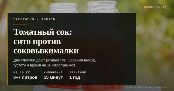 Томатный сок: соковыжималка против сита