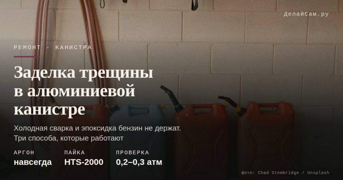 Ремонт алюминиевой канистры: заделка трещин и пайка