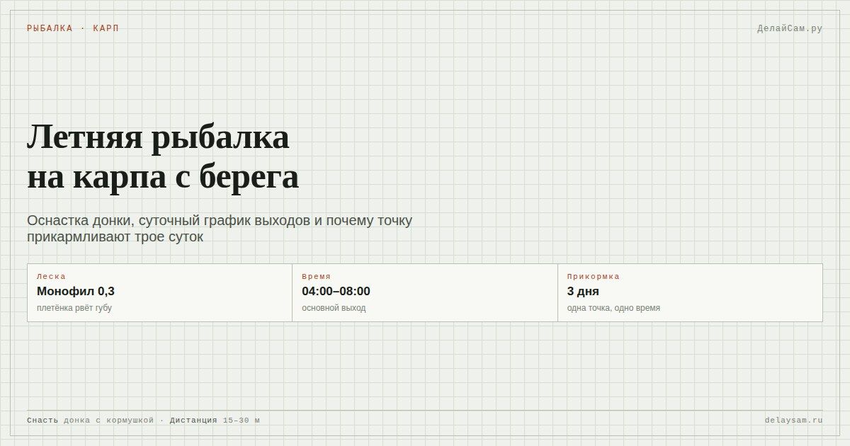 Летняя рыбалка на карпа с берега: снасть, прикормка, время