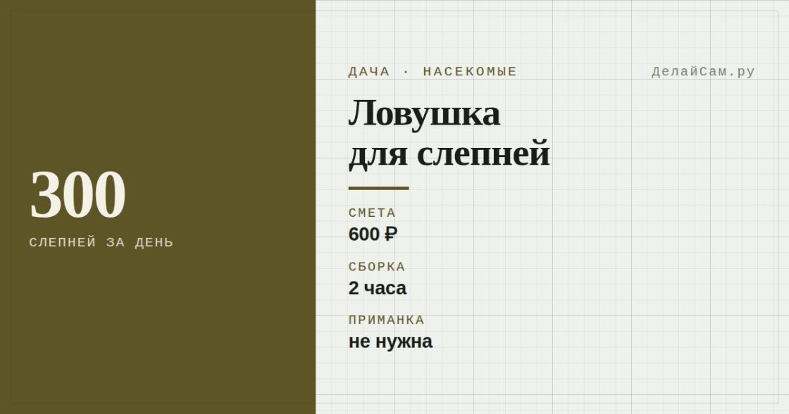 Ловушка для слепней: принцип работы и чертёж