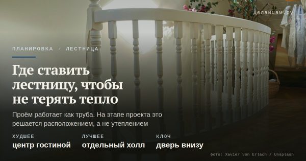 Как расположить лестницу, чтобы тепло не уходило наверх