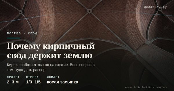 Почему кирпичный свод в погребе не рушится