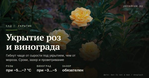 Укрытие роз и винограда: сроки и материалы