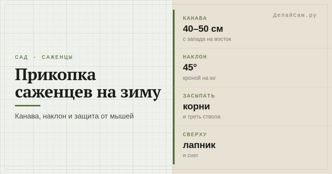 Прикопка саженцев на зиму