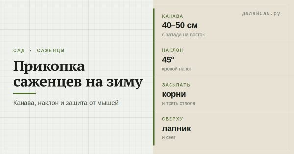 Прикопка саженцев на зиму