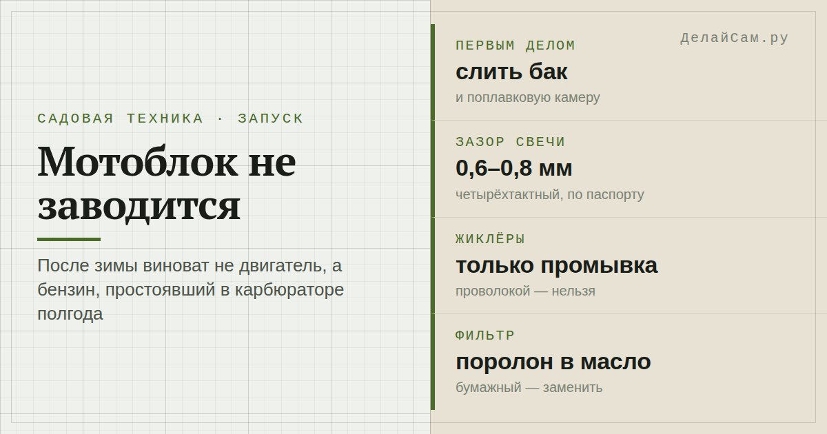 не заводится мотоблок после простоя