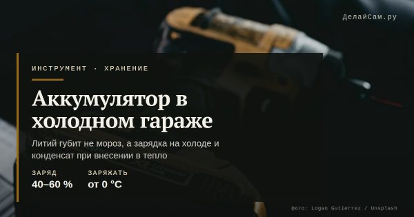 Как хранить аккумуляторный инструмент в холодном гараже