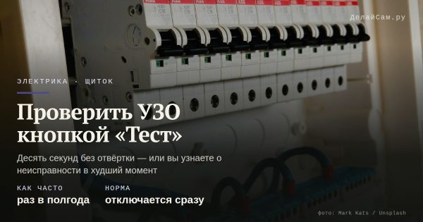 Как проверить УЗО кнопкой «Тест»