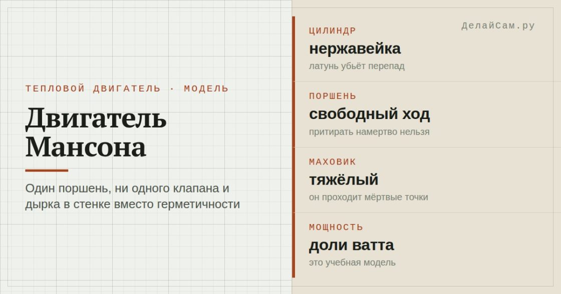 Двигатель Мансона: как собрать в гараже