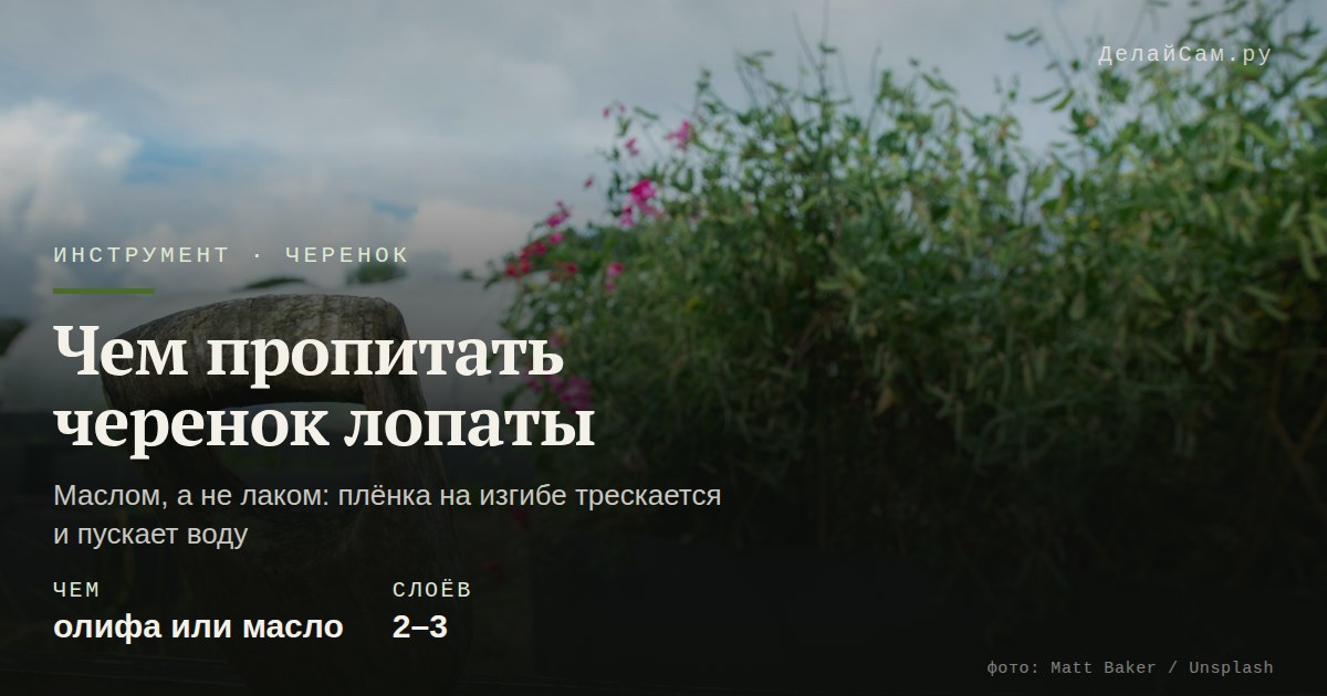 чем пропитать черенок лопаты