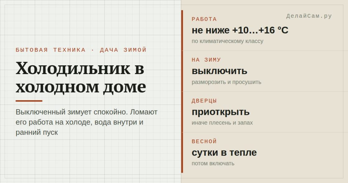 Можно ли оставлять холодильник на зиму в холодном доме