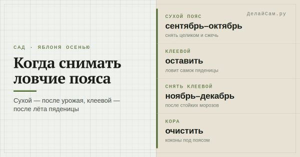 Когда снимать ловчие пояса с яблонь