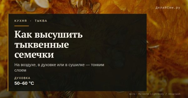 Как высушить тыквенные семечки