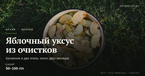 Домашний яблочный уксус из очистков и падалицы