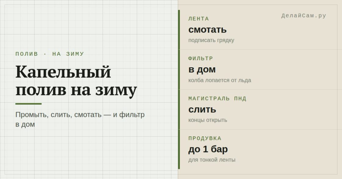 Как убрать капельный полив на зиму