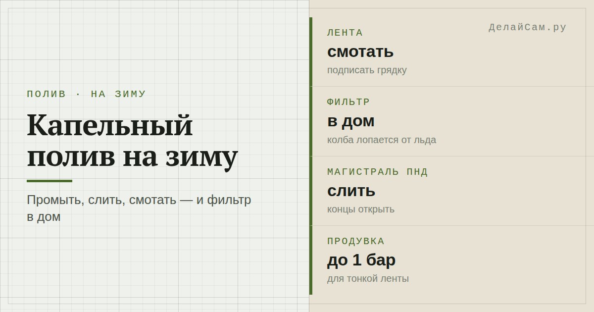 как убрать капельный полив на зиму