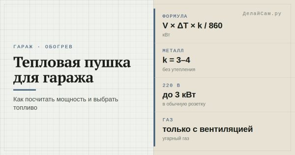 Как выбрать тепловую пушку для гаража