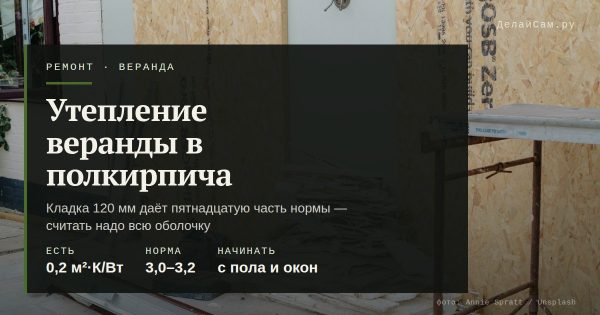 Утепление веранды в полкирпича: рабочий пирог