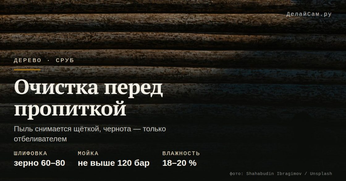Чем отчистить сруб перед пропиткой
