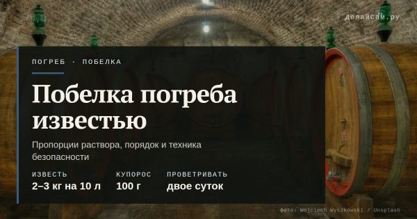 Побелка погреба известью