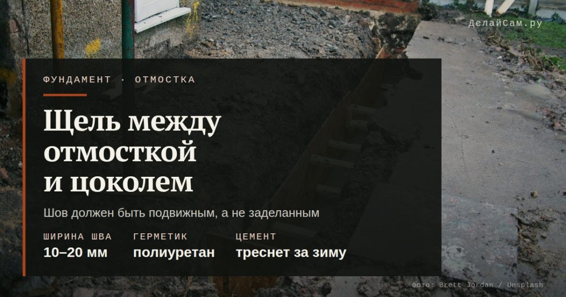 Щель между отмосткой и цоколем: чем заделать