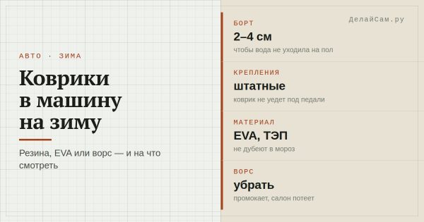 Коврики в машину на зиму
