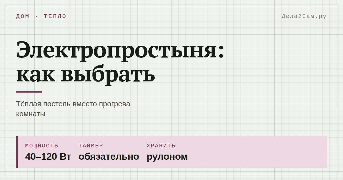 как выбрать электропростыню