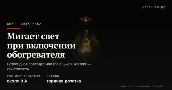 Мигает свет при включении обогревателя