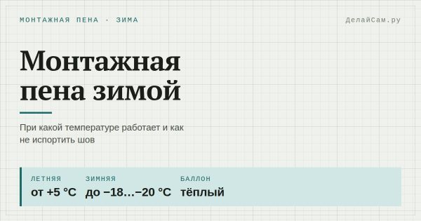 Монтажная пена зимой: при какой температуре работает