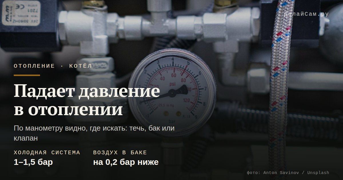 падает давление в системе отопления