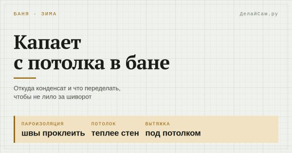 Почему капает с потолка в бане